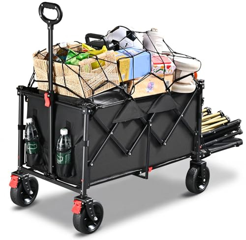 YEAUPE PRO Chariot Pliable Hayon 240L 200KG, Roues Tout-Terrain 17x6 cm