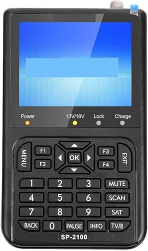 SATLINK SP-2100 HD satellitmätare, Sat Finder för DVB-S/DVB-S2 MPEG-2/4, digital mätare med 3,5-tums TFT LCD-skärm och ljudsignal inklusive strömförsörjning, AV-adapterkabel och nylonskyddsväska