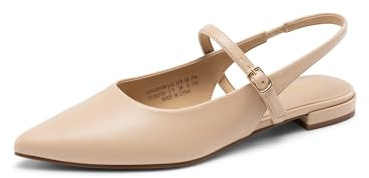 DREAM PAIRS Dam slingback lågklackade skor med spänne rem spetsig tå lågklackade finskor för arbete kontor, NAKEN, 39 EU
