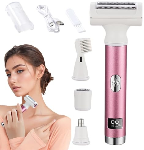 Recortador de bikini para mujeres, aparta para mujeres - Rasuradora seca húmeda con cuatro cabezas de eléctrica | Máquina de afeitar de pantalla LED Razor de damas inalámbricas para adultos Muj