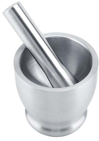 KIMISS Mortero de Acero Inoxidable le Molinillo Frijoles Ajo Especias Alimentos Herramienta de Cocina + Resistente + Herramientas de Cocina Esenciales
