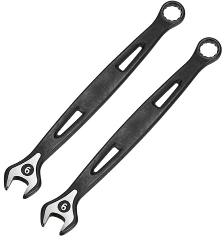 sourcing map 2pcs Combination Wrench 9mm Metric Extra Long 12-Point Box and Open End Carbon Steel Double Ended Industrial Grade Spanner for Automotive Furniture Machinery DIY Repair, Black
