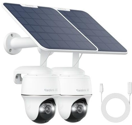 Reolink 4K 3G/4G LTE Überwachungskamera mit SIM Karte, 355°&140° PTZ Solar Kamera Outdoor mit 8MP Farbnachtsicht, 4,5 m 6 W Solarmodul-Verlängerungskabel (weiß)
