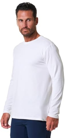 Coolibar UPF 50+ Men's Long Sleeve T-shirt - Sun Protective White, Large