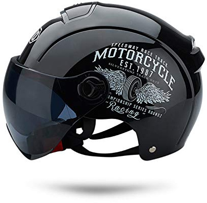 Galatée Halboffener Helm Mit Schutzbrille, Antikollision Zum Schutz Der Verkehrssicherheit des Benutzers (Schwarz)