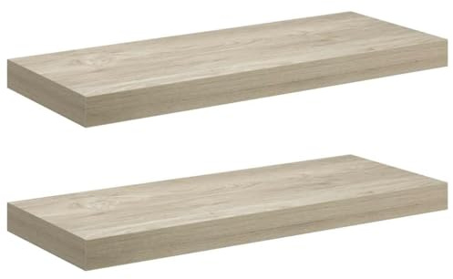 vidaXL 2X Wandregal Schwebend Hängeregal Wandboard Bücherregal Regalbrett Schweberegal CD DVD Regal Dekoregal Eichefarben 60x23,5x3,8cm MDF