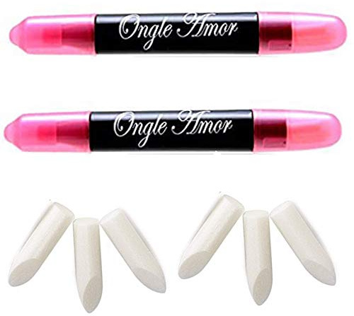 2 stylo correcteur dissolvant ongles -stylo CORRECTEUR vernis semi permanent - ongle en gel - nail art - baby boomer +6 mines de rechange stylo dissolvant - SET DE 2 CRAYON DISSOLVANT (2 stylos)