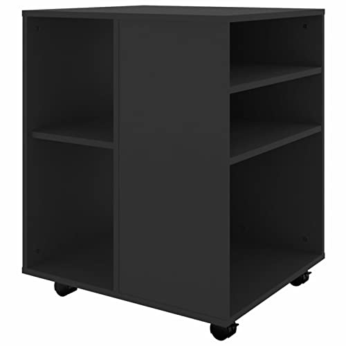 Susany Rullskåp med fack rullcontainer kontorsskåp arkivskåp kontorsbehållare skåp kontor skrivarskåp svart 60 x 53 x 72 cm spånskiva