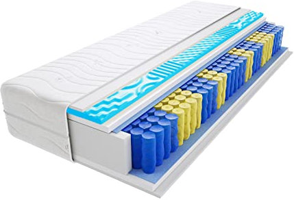 Godre Matratze 70x200 cm Doppelmatratze, H3 Mittelfest Federkernmatratze, Taschenfederkernmatratze 19 cm Hoch Profilierter Visco Memory Hypoallergene, HR-Schaum Dijon Visco Molet