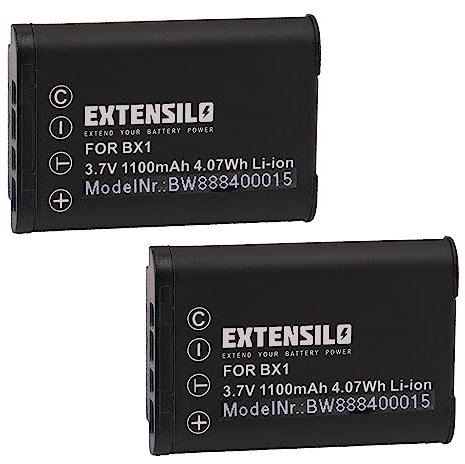 EXTENSILO 2X Akku kompatibel mit Sony Cybershot DSC-HX400V, DSC-HX50, DSC-HX50V, DSC-HX60, DSC-HX60V Kamera (1100 mAh, 3,7 V, Li-Ion)