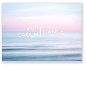 Friendly Fox Dankeskarten Meer, 12x Dankeschön Karten Meer, DIN A6 Klappkarte Danke mit Briefumschlag