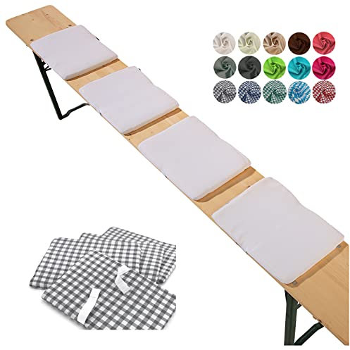 heimtexland ® Juego de 4 cojines para banco de cerveza, muebles de jardín, cojines decorativos tipo 859, color blanco