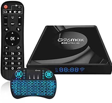 Android TV Box 13.0, G96max R8 1000M LAN Ethernet, Decodificador 4GB RAM 64GB ROM con RK3258/8K/3D/H.265/BT 5.0 Smart Android Box con Teclado Inalámbrico,2gb+16gb