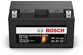 Bosch FA119 - Batteria AGM per motocicli - 12V 90A 6,5Ah - Adatta per moto, motociclette, enduro, scooter, quad, moto d'acqua - Compatibile M6008, BT7B-BS, BT7B