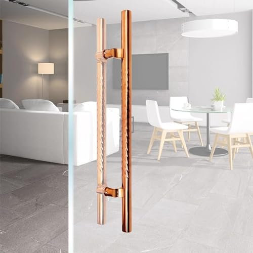 HACSYP Push-Pull-Türgriffe, moderner Büro-Türgriff, runde Eingangsgriffstange mit rutschfestem Gewindedesign, for Büro-Hotel-Buchhandlung (Color : Gold, Size : 80cm/31 1/2)