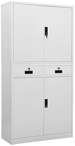 DJEKA Aktenschrank Abschließbar Metallschrank Büroschrank Werkstattschrank Mehrzweckschrank Stahl-Hellgrau-90x40x180 cm-2