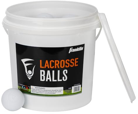 Franklin Sports Lacrosse Bälle Eimer – Großpackung mit (40 Stück) weiße Lax-Bälle für Praxis + Training – 40 Ball-Eimer-Packung – Mehrzweck-Lacrosse, Massagetherapie + Yoga-Bälle für Sportler