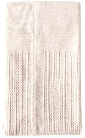 Tadoiooy Strumpfhose mit Zopfmuster, dicke Baumwollstrumpfhose mit gedrehtem Bund, warme Herbst-/Winterstrumpfhose für Damen in Haferflockenweiß