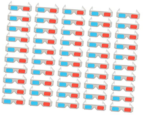 DOITOOL Occhiali 3d Anaglifici Rossi Blu in Cartone Set Da 50 Pezzi, Montatura Leggera Per Film e Giochi 3d, Taglia Adatta a Ragazzo Ragazza e Adulti, Per Cinema, Viaggio e Campeggio