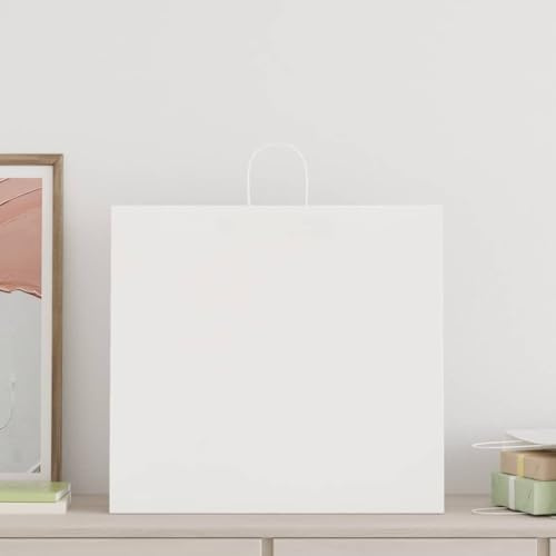 vidaXL Kraftpapiertüten 50 Stk. mit Henkel Weiß 54x15x49 cm, Papiertüte, Geschenktüte, Papiertüte mit Henkel, Kraftbeutel, Geschenktüte Kraftpapier