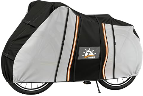 Zettum Full Bike Covers for Outside Storage 1 Bike - 600D PU Travel Bicycle Cover Waterproof for Bikes on Rear Bike Rack Heavy Duty Outdoor Bike Rack Cover for Mountain Bike, Motorhome Rack, Clear