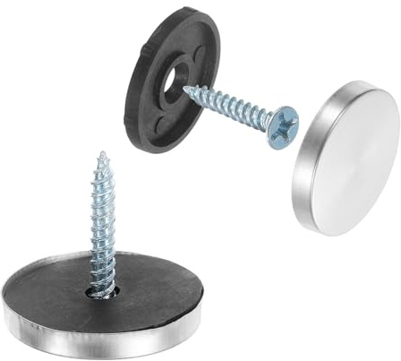 sourcing map Screw Covers Caps 25mm Dia Stainless Steel Silver 12pcs | Mirror Screws,Decorative Cover Caps,Nails,Flat Gasket,Mirror Screw Fasteners,for Sign Advertising Hardware Construction