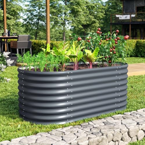 Vitavia Hochbeet Terra 630, Granit, 63 cm, Modell Basic | Wetterfest aus Zincalume® | Ergonomisch & Rückenschonend | Schutz vor Schnecken & Unkraut | Perfekt für Gemüse & Blumen