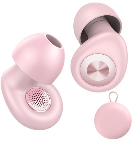 CASCHO Tappi Orecchie Dormire, Auricolari Riutilizzabili in Silicone Morbido Antirumore, Design Ergonomico Leggero con 45dB Isolamento, Sonno/Lavoro/Viaggio, 4 Misure (XS/S/M/L), Rosa peonia