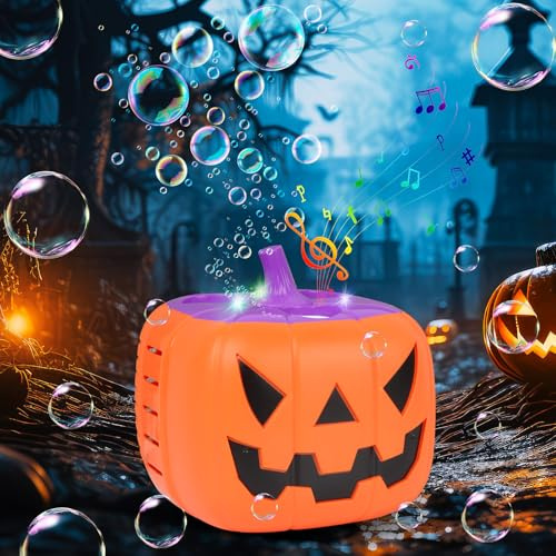 Macchina per bolle di Halloween, decorazione per feste di Halloween, strani effetti sonori, luci e bolle ricche, per interni ed esterni, giocattoli per bambini, batterie ricaricabili