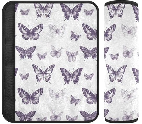 Chic - Cuscinetti morbidi per cintura di sicurezza dell'auto, confezione da 2, colore: bianco lavanda