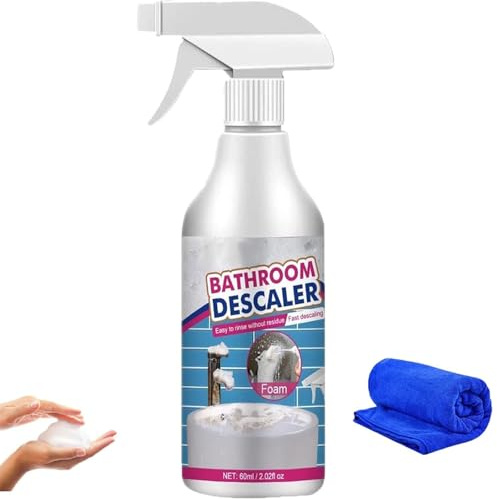 Limpiador de espuma descalcificador de baño 2025, descalcificador de baño, limpiador de manchas difíciles, spray de espuma de limpieza de enjuague multiusos, limpiador de cal, limpiador de espuma de