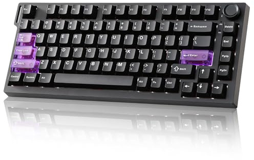 YUNZII RT75 PRO Tastiera Gaming Meccanica, Switch Hall Effect, Rapid Trigger, Bluetooth/USB-C/2.4G, 8KHz, Pulsante Regolabile, RGB, 75% Compatta, 8000mAh, TGL/SOCD/DKS/MT (Nero)