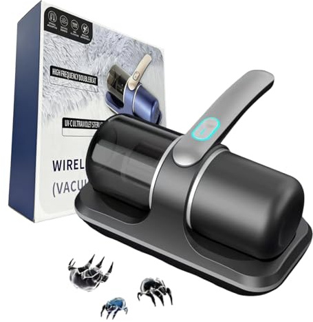 bergxperten mitelipik mattress vacuum cleaner with uv light Handheld Vacuum Cleaner with UV-C Light, 100W, 10,000Pa Suction Power, Effectively Removes 95% Dust Mites, Rechargeable Mattress Cleaner