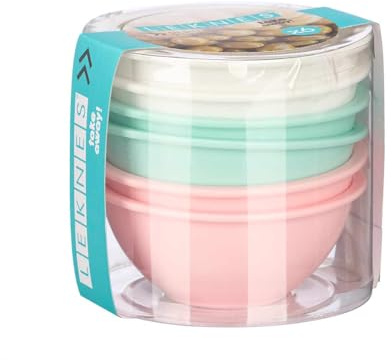 Makio M Set di 6 ciotole in plastica PP, 300 ml, ciotola: 11,5 x 11,5 x 5 cm, ciotole in menta, bianco e rosa