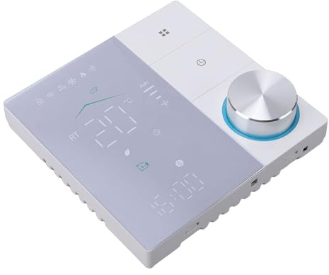 HUSHUI Smart WiFi-termostat med Kapacitiv Pekkontroll för Hem och Kontor, Exakt Temperaturkontroll för Vattenvärmesystem, Vit
