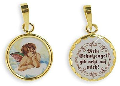 Schutzengel Anhänger echt 585 Gold 14 Karat Durchmesser 16mm (Art.213401)
