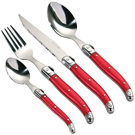 Premier Housewares 0922282 Swiss Ménagère 16 Pièces Acier Inoxydable Manche Rouge