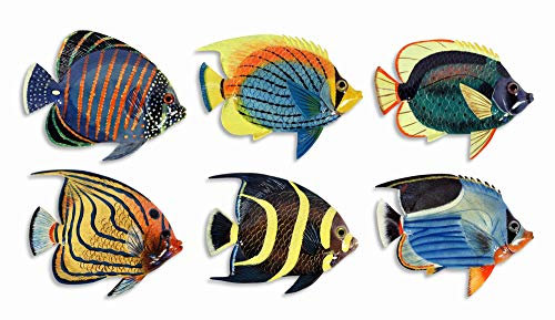 LX7 Handbemaltes l-a Tropische Fische Replica Wandhalterung Decor Plaque 15,2 cm (Set von 6)