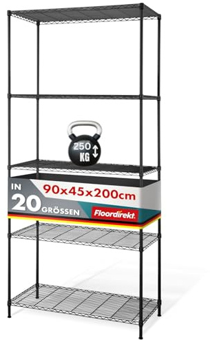 casa pura Rocky - Estantería de metal (5 estantes, 90 x 45 x 200 cm), color gris antracita