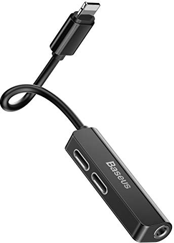 Audio Baseus L52 Lightning Adapter to Mini Jack 3.5mm and 2X Lightning (Black)