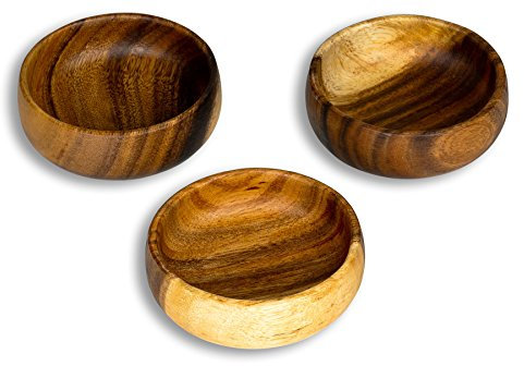levandeo 3er Set Snackschale Holz Akazie 10x3cm Rund Schale Obstschale Dekoschale Deko Tischdeko Akazienholz Holzdeko Aufbewahrung Ordnung