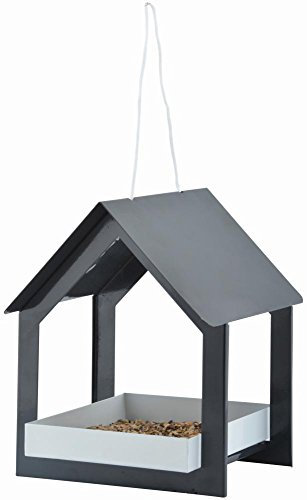 Esschert Design Futterhaus, hängend, in anthrazit/weiß, aus dem Material Metall , 19,3 x 19,1 x 23,2 cm