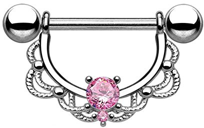 beyoutifulthings FILIGRANER Bogen Brustwarzen-Piercing Intim-Piercing Nippel-Piercing Opal Edelstahl Gold Silber ROSÉGOLD 1,2mm / 1,6mm 16mm