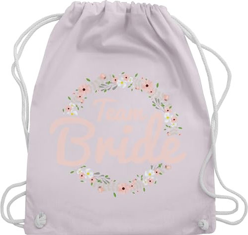 Turnbeutel Rucksack - JGA Junggesellenabschied Frauen - Team Bride Blumenkranz rosé - Unisize - Pastell Rosa - tasche brauttaschen bachelorette party bridemaid juterucksäcke
