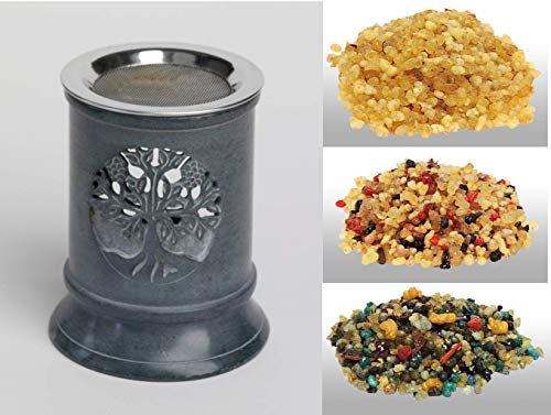 Räucherset Räucherstövchen aus Speckstein Lebensbaum mit Räuchermischung (Set 1)