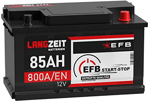 LANGZEIT EFB Batterie 85Ah 12V Autobatterie Start-Stop ersetzt 80Ah