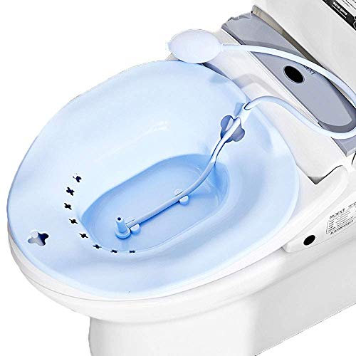 GHzzY Sitzbadewanne mit Spülung - Perineale Badewanne über der Toilette - für die meisten Standard- und langgestreckten Toiletten geeignet Nachttische - BPA-frei