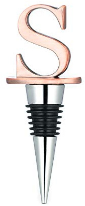 Wine Stoppers,Reusable Wine Bottle Stoppers,Stainless Steel Letter Wine Stopper, Food Grade Silicone Material Decorative Wine Stoppers Funny Gift -Bronze Color