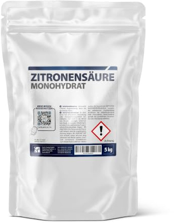 Zitronensäure als Pulver/Granulat (5 KG) Entkalker & Rostlöser Für Wasserkocher, Kaffeevollautomat, Geschirrspüler, Töpfe & Pfannen – Hochergiebig & Biologisch Abbaubar
