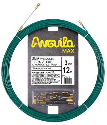 Anguila Max Guía Pasacables Fibra Vidrio+Nylon T.Mixtos Verde ⌀3mm 12m